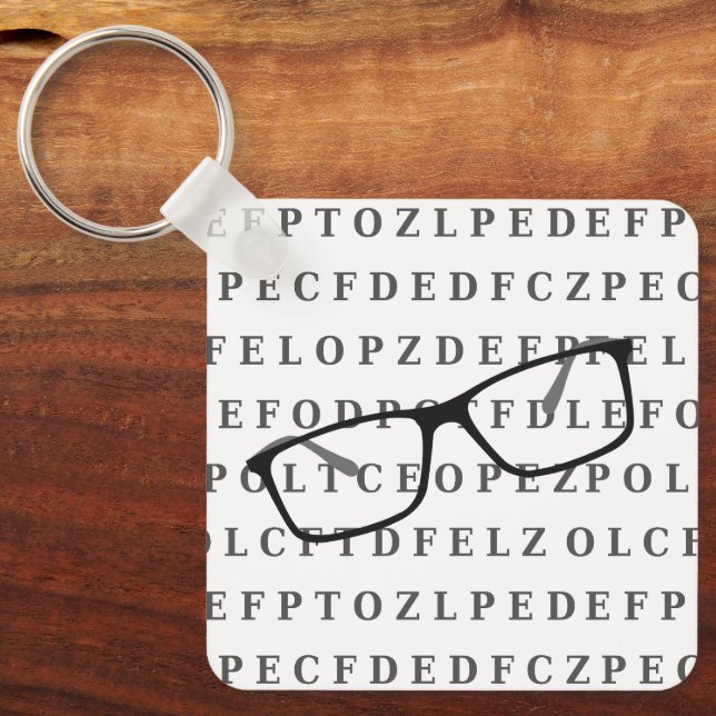 Eye Test Chart and Specs Monogram Optician Keychain (Front)