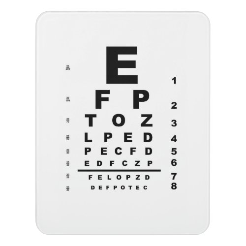 Eye Test Chart Exam Door Sign