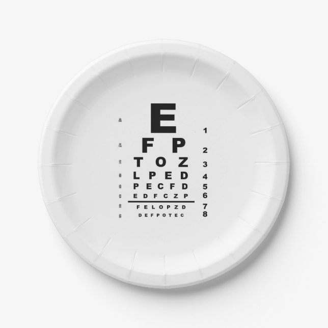 Eye Test Chart Exam Paper Plates (Front)