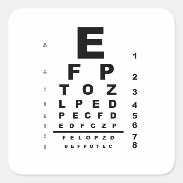 Eye Test Chart Square Sticker (Front)