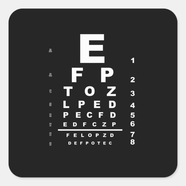 Eye Test Chart Square Sticker (Front)