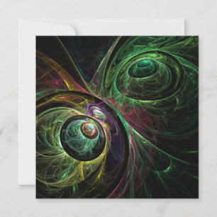 Eye to Eye Modern Fractal Green Gold Abstract Art