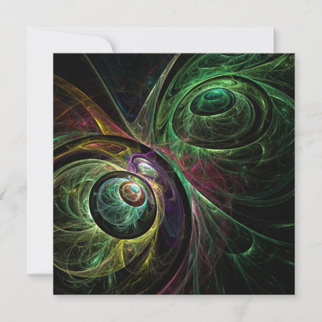 Eye to Eye Modern Fractal Green Gold Abstract Art  (Front)