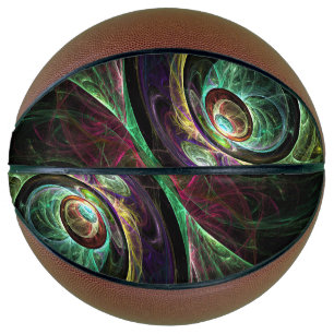 Eye to Eye Modern Fractal Green Gold Abstract Art  Basketball