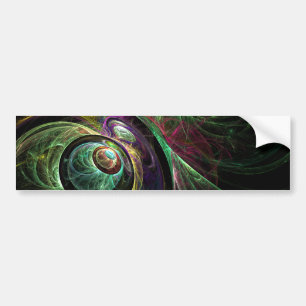 Eye to Eye Modern Fractal Green Gold Abstract Art Bumper Sticker