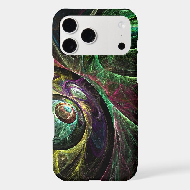 Eye to Eye Modern Fractal Green Gold Abstract Art  Case-Mate iPhone Case (Back)