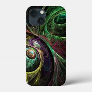 Eye to Eye Modern Fractal Green Gold Abstract Art iPhone 13 Mini Case