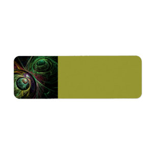 Eye to Eye Modern Fractal Green Gold Abstract Art Label