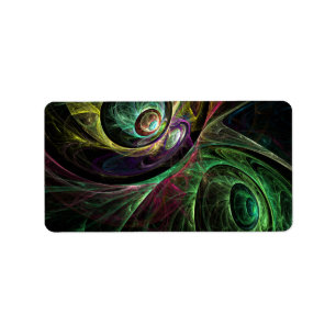 Eye to Eye Modern Fractal Green Gold Abstract Art  Label