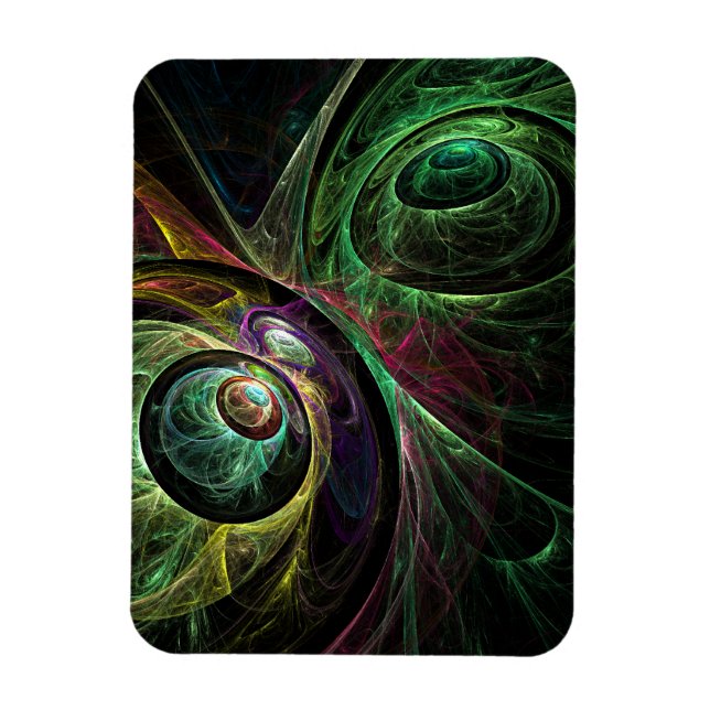 Eye to Eye Modern Fractal Green Gold Abstract Art  Magnet (Vertical)