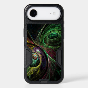 Eye to Eye Modern Fractal Green Gold Abstract Art iPhone 17 Air Case