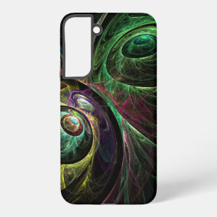 Eye to Eye Modern Fractal Green Gold Abstract Art Samsung Galaxy S22+ Case
