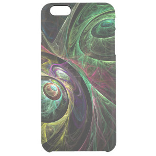 Eye to Eye Modern Fractal Green Gold Abstract Art Clear iPhone 6 Plus Case