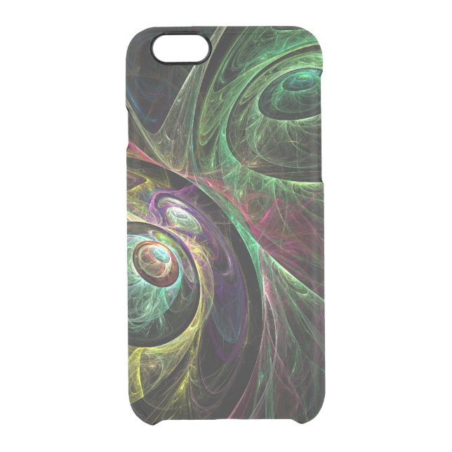 Eye to Eye Modern Fractal Green Gold Abstract Art  Uncommon iPhone Case (Back)
