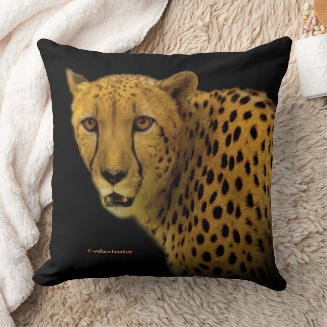 Eye to Eye with a Magnificent Cheetah Big Cat Throw Pillow (Blanket)