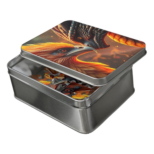 Eye to Eye with a Phoenix and a Dragon Jigsaw Puzzle (Lid Open)