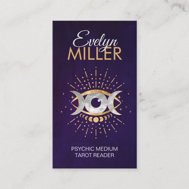 Eye - Triple Moon Gold and Pearl Business Card (Front)