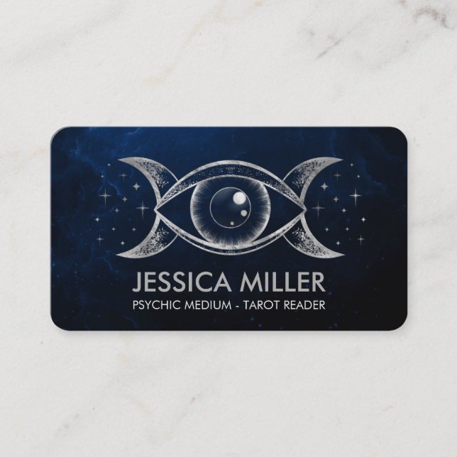 Eye - Triple Moon - Silver Business Card (Front)