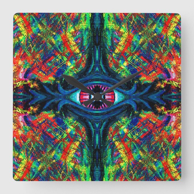 Eye Twisted and Trippy Painting Square Wall Clock (Front)