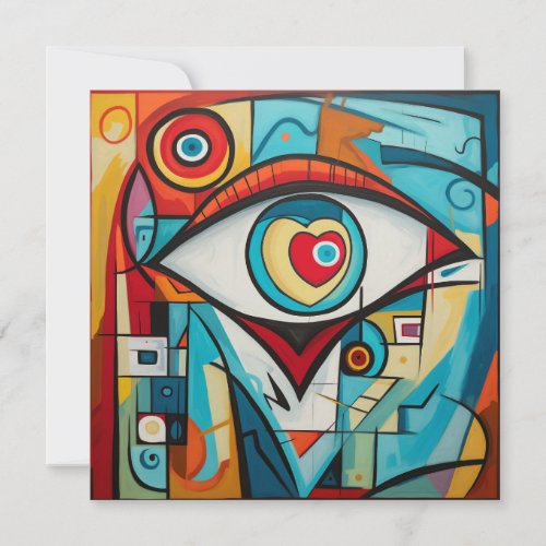 Eye Valentine Heart Love Art Deco Card