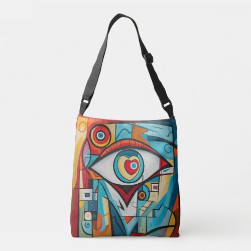 Eye Valentine Heart Love Art Deco Crossbody Bag