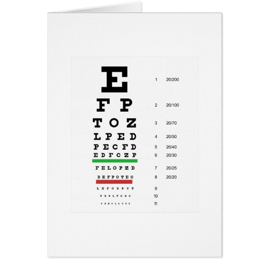 eye vision chart of Snellen for opthalmologist Cards (Front)