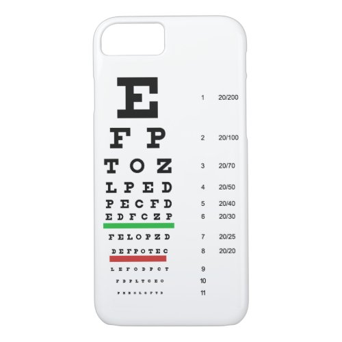 eye vision chart of Snellen for opthalmologist iPhone 87 Case