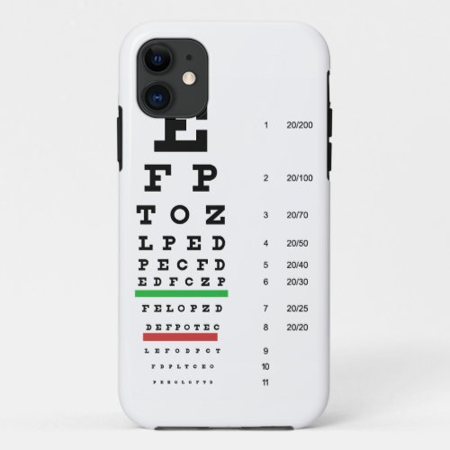 eye vision chart of Snellen for opthalmologist iPhone 11 Case