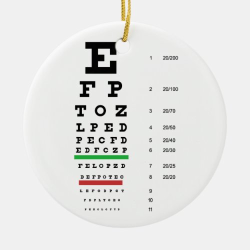 eye vision chart of Snellen for opthalmologist Ceramic Ornament