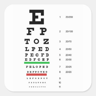 eye vision chart of Snellen for opthalmologist Square Sticker