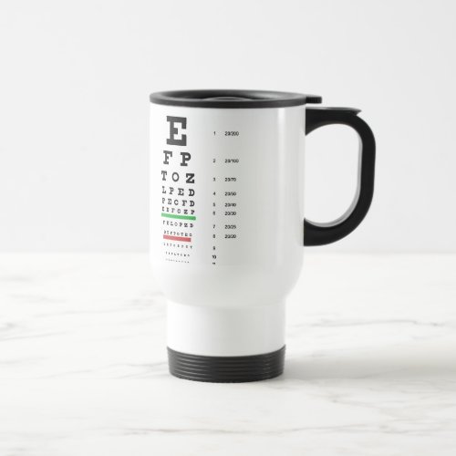 eye vision chart of Snellen for opthalmologist Travel Mug