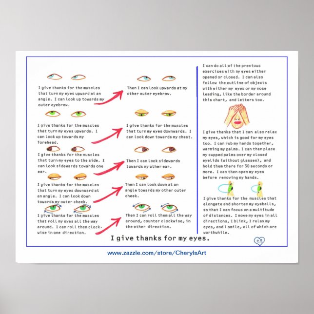 Eye vision exercises poster, I give thanks for... Poster (Front)