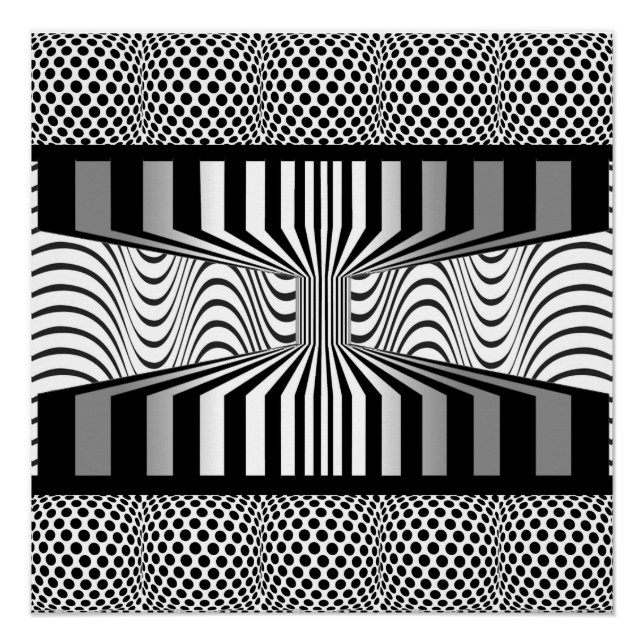 Eye Wall Op Art  Black and White Poster (Front)