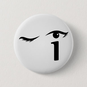 Eye winking with letter i forming the eyeball pinback button