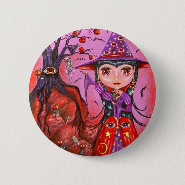 Eye Witch Halloween Button (Front)