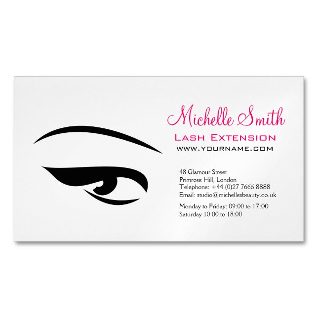 Eye with eyeliner lash extension branding magnetic business card (Front)