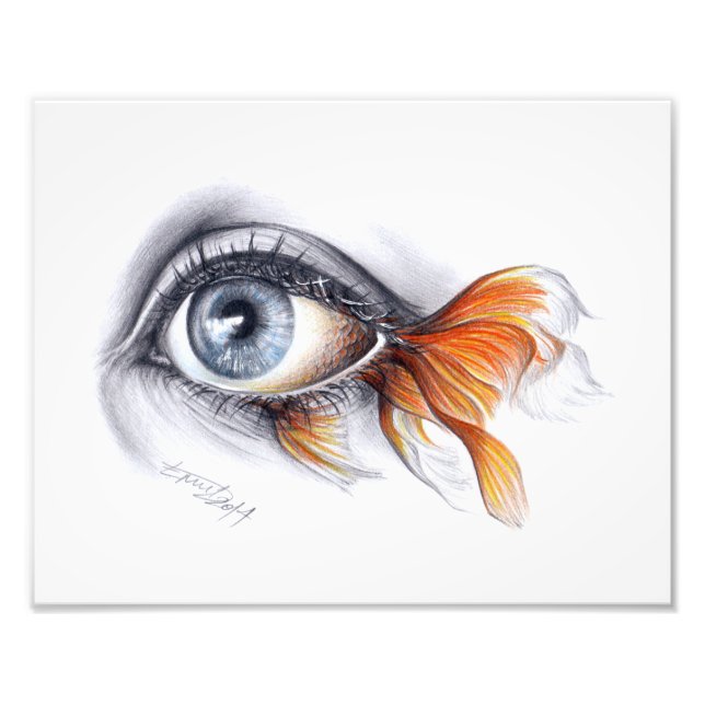 Eye with fish tail Surreal drawing art Photo Print (Front)