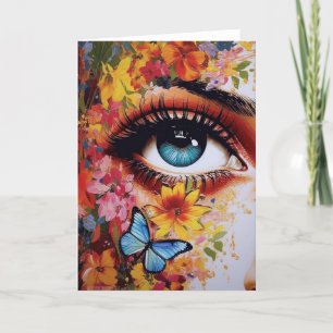 Eye With Flowers and Butterfly Card