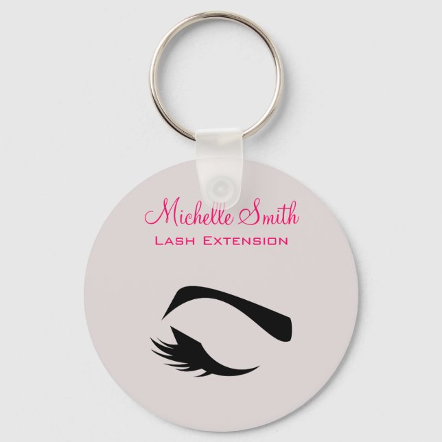 Eye with long lashes lash extension branding keychain (Front)