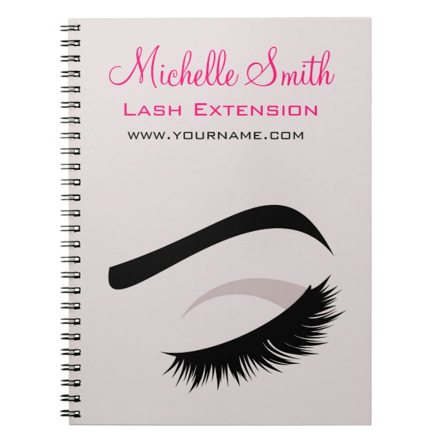 Eye with long lashes lash extension branding notebook (Front)