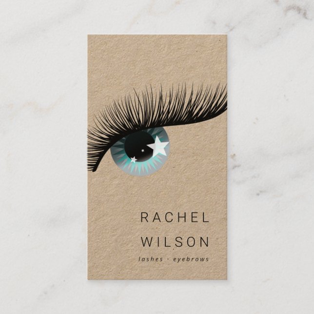 eye with stars Rustic kraft makeup artist eyelash Business Card (Front)