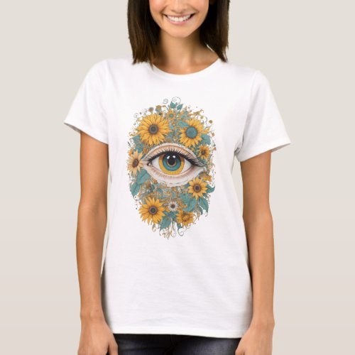 Eye with yellow flowers T_Shirt