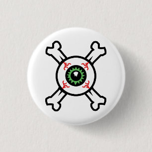 Eyeball and Crossbones for light backgrounds Button