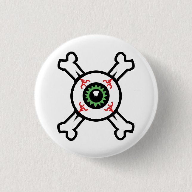 Eyeball and Crossbones for light backgrounds Button (Front)