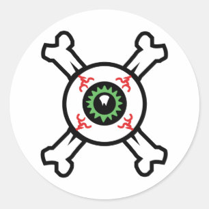 Eyeball and Crossbones for light backgrounds Classic Round Sticker