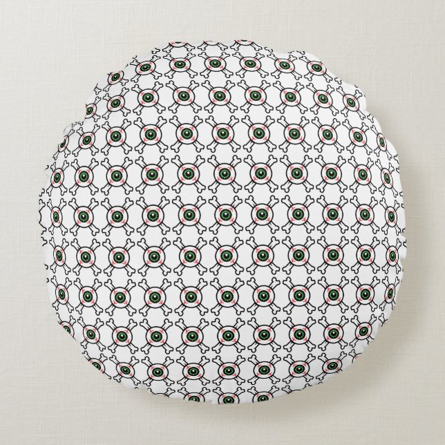 Eyeball and Crossbones (light backgrounds)  Cushio Round Pillow (Front)
