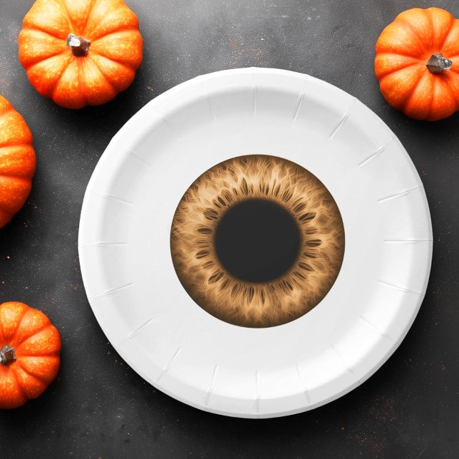 Eyeball brown iris eye funny prank joke Halloween Paper Plates (Eyeball brown iris eye funny prank joke Halloween Paper Plates)
