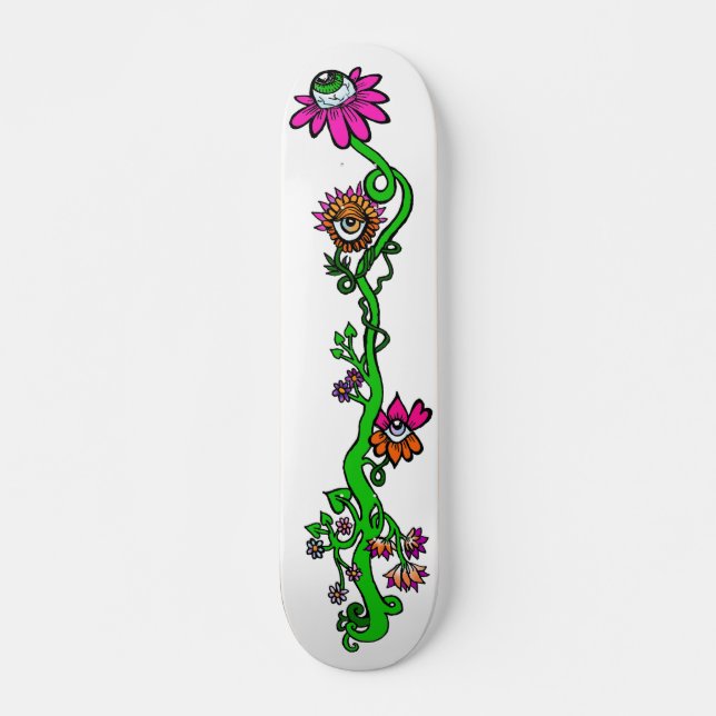Eyeball Floral Custom Skateboard (Front)