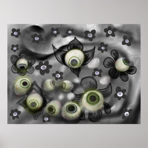 Eyeball Ghosts Creepy Gothic Halloween Art Poster
