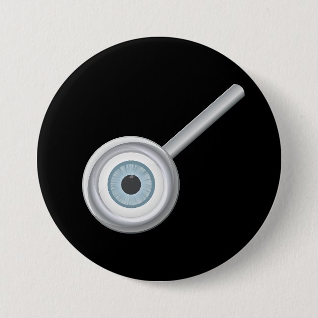Eyeball Magnifying Glass Fun Eye Inspection  Button (Front)